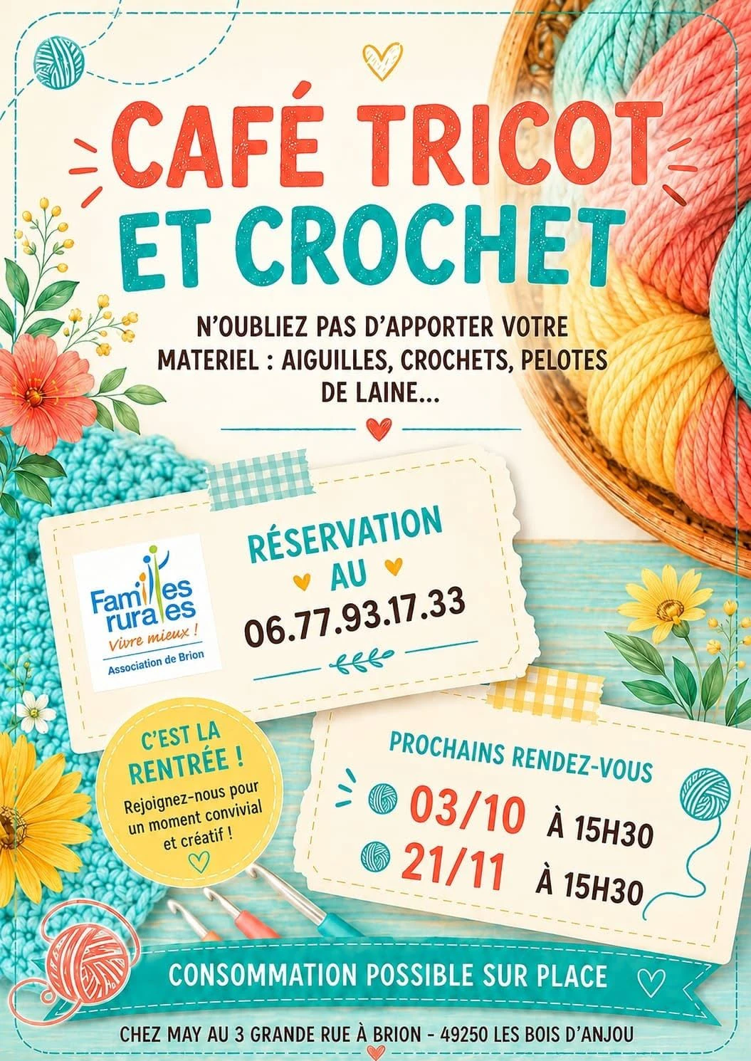 Affiche atelier tricot Chez May