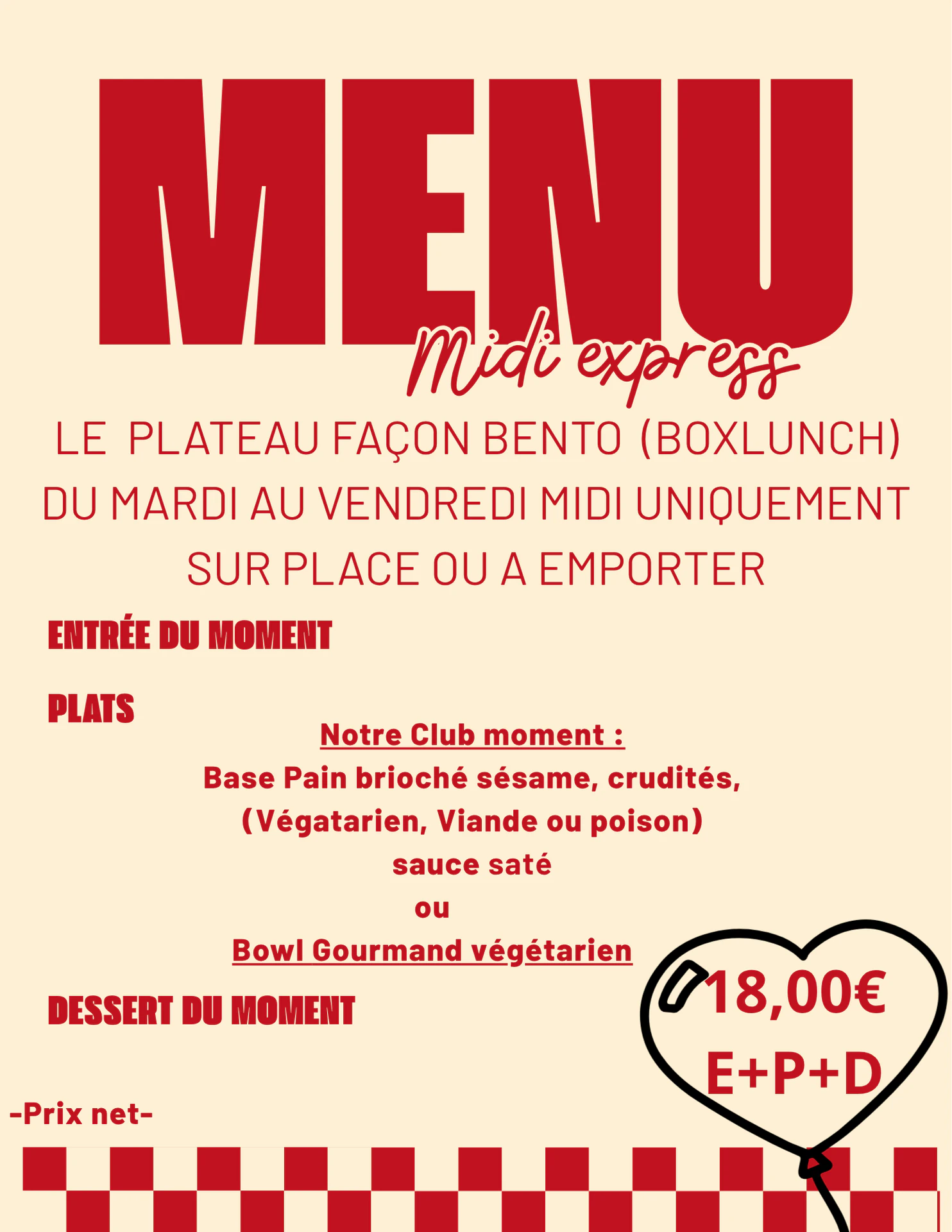 Menu Midi Express Chez May